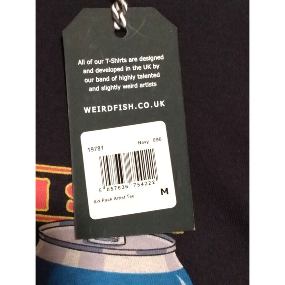 Weird Fish Six Pack Beer Can Artist Wear The Weekend Navy Novelty T Shirt M - Picture 4 of 10